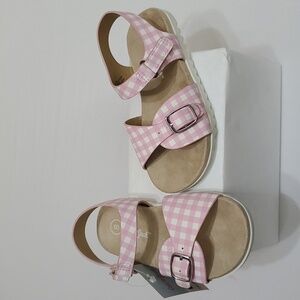 NWT 8 Toddler Lavender/Light Purple & White Checkered/Plaid Pattern Sandals